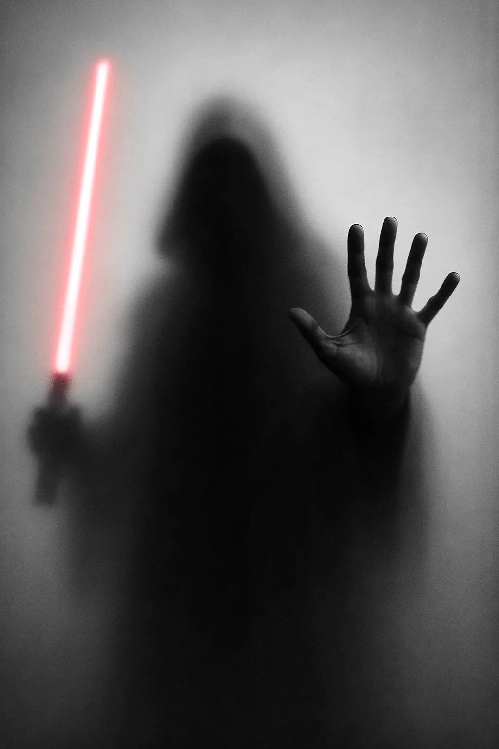 磨砂玻璃后的虚实对比剪影