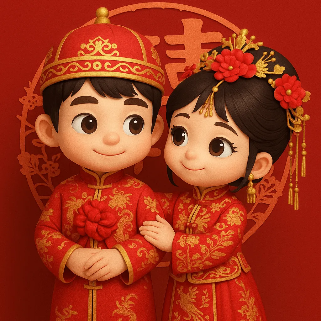 3D Q版中式婚礼图